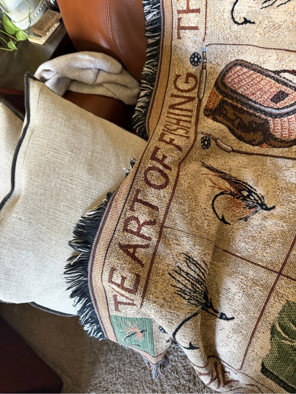 Cotton tapestry throw Blanket Art of fishing